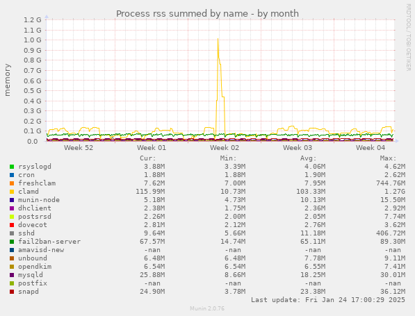 Process rss summed by name