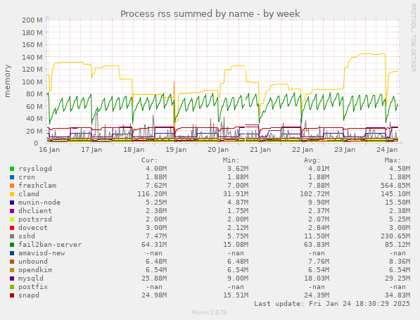 Process rss summed by name