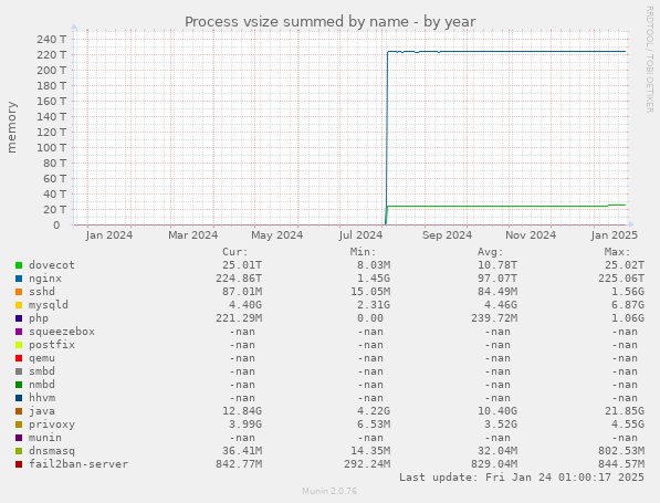 Process vsize summed by name