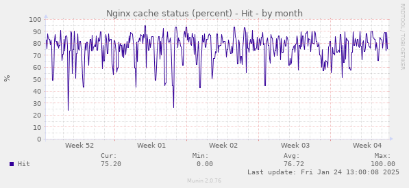 Nginx cache status (percent) - Hit