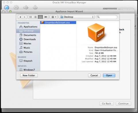 Import DreamboxReStream Live Image from desktop